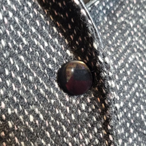 Vintage Tweed Leather Coat Jacket Havoc USA Womens Medium Pockets Button Close - Picture 6 of 14